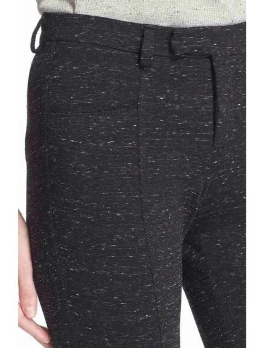ATM Melange Ponte Skinny Moto Pant Black Speckle - Picture 5 of 12